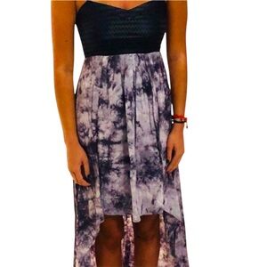 LF Millau High/Low Faux Leather Top Tye-Dye Bottom Dress